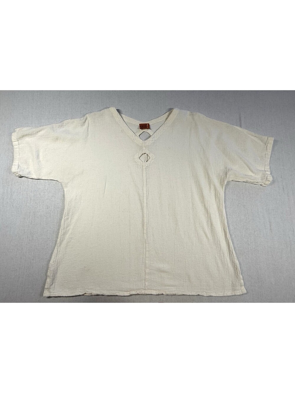 Oh My Gauze Cotton Short Sleeve Top Sz 2 L Natural Ivory Lagenlook Minimalist